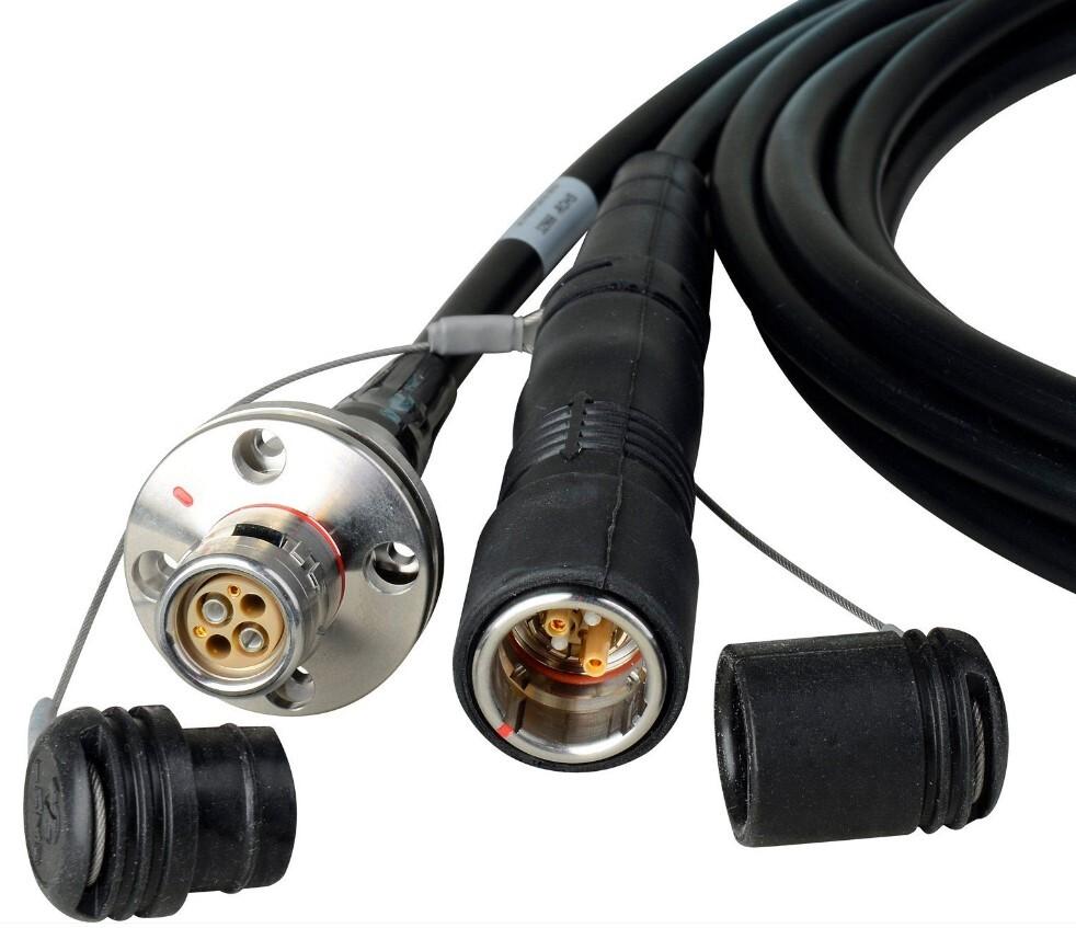 LEMO SMPTE hybrid fiber optic camera cable assembly