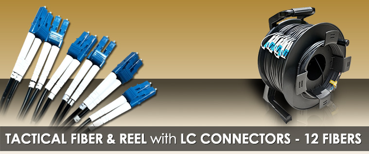 250 Foot TFS DuraTAC® Stainless Steel Armored Tactical Fiber Cable terminated with 12 LC Connectors - Single Mode - with Reel"
