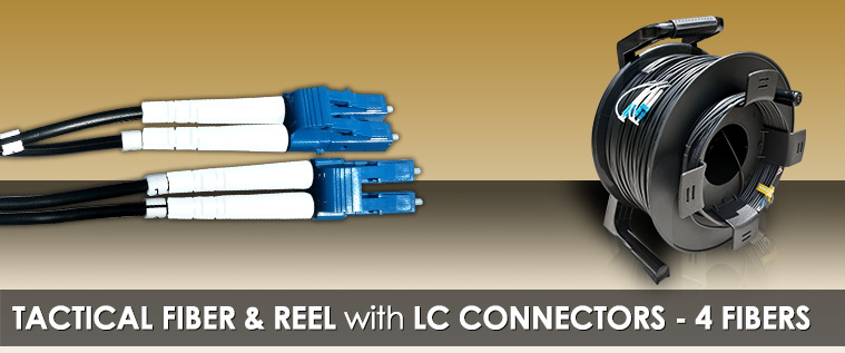 1750 Foot TFS DuraTAC® Stainless Steel Armored Tactical Fiber Cable terminated with 4 LC Connectors - Single Mode - with Reel