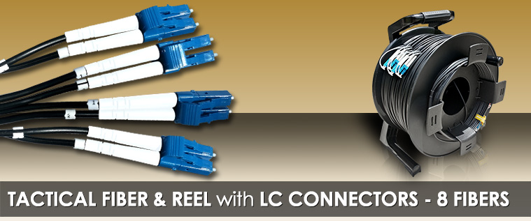 2000 Foot TFS DuraTAC® Stainless Steel Armored Tactical Fiber Cable terminated with 8 LC Connectors - Single Mode - with Reel