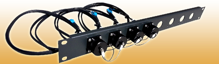 4 Port BullsEye Patch Panel with 4 BullsEye Duo Chassis Connectors & Patch Cables with LC Breakouts