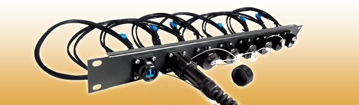 8 Port BullsEye Patch Panel with 8 BullsEye Duo Chassis Connectors & Patch Cables with LC Breakouts